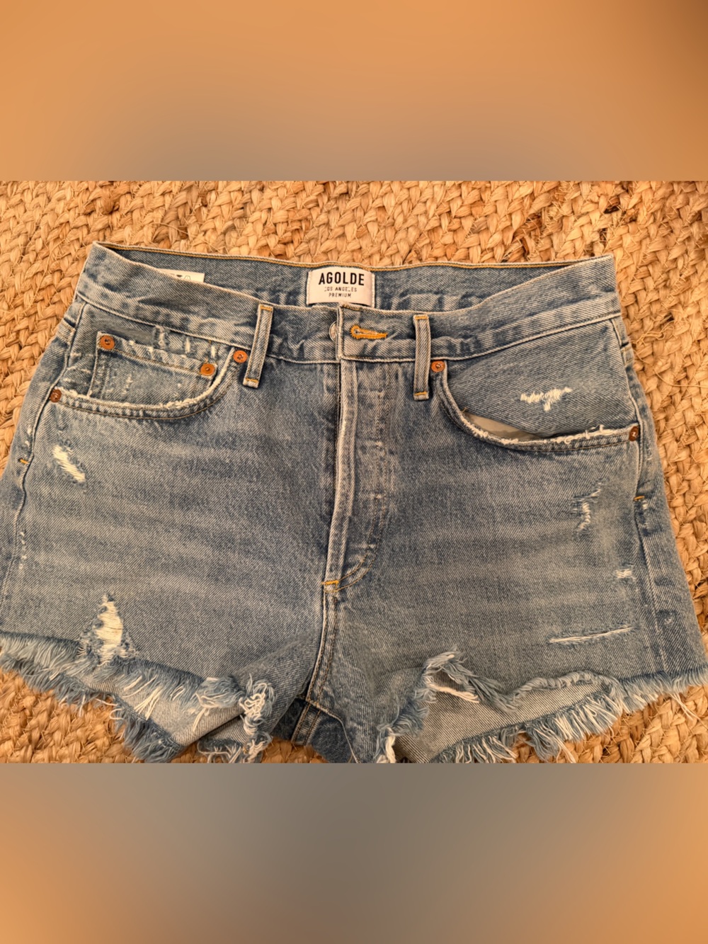 Agolde Light Blue Denim Shorts